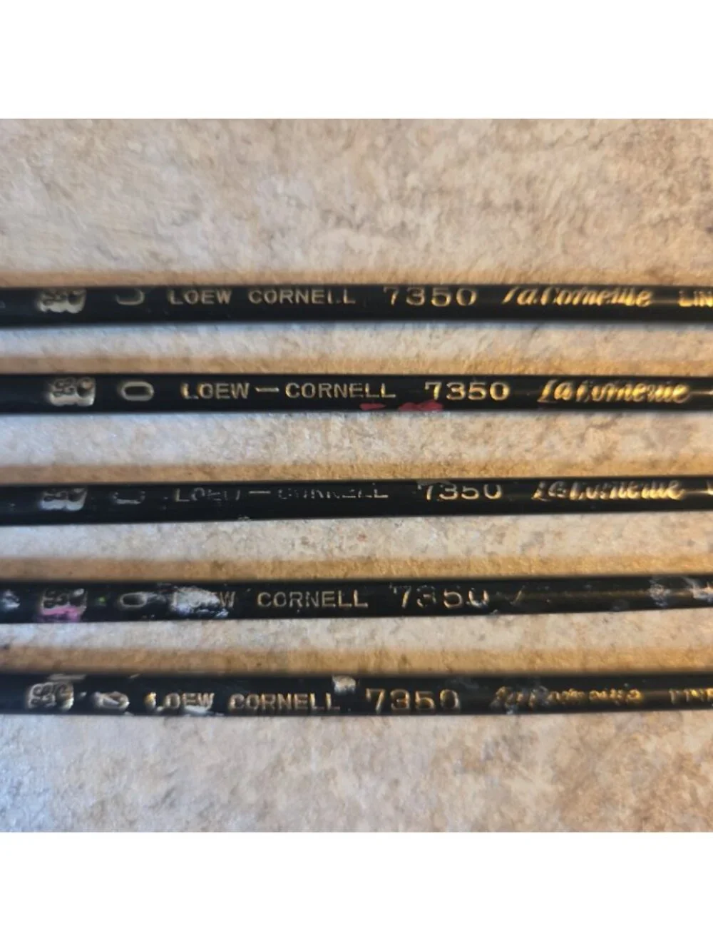 6 Used Detail Liner Brushes #0 by Loew Cornell 7350
